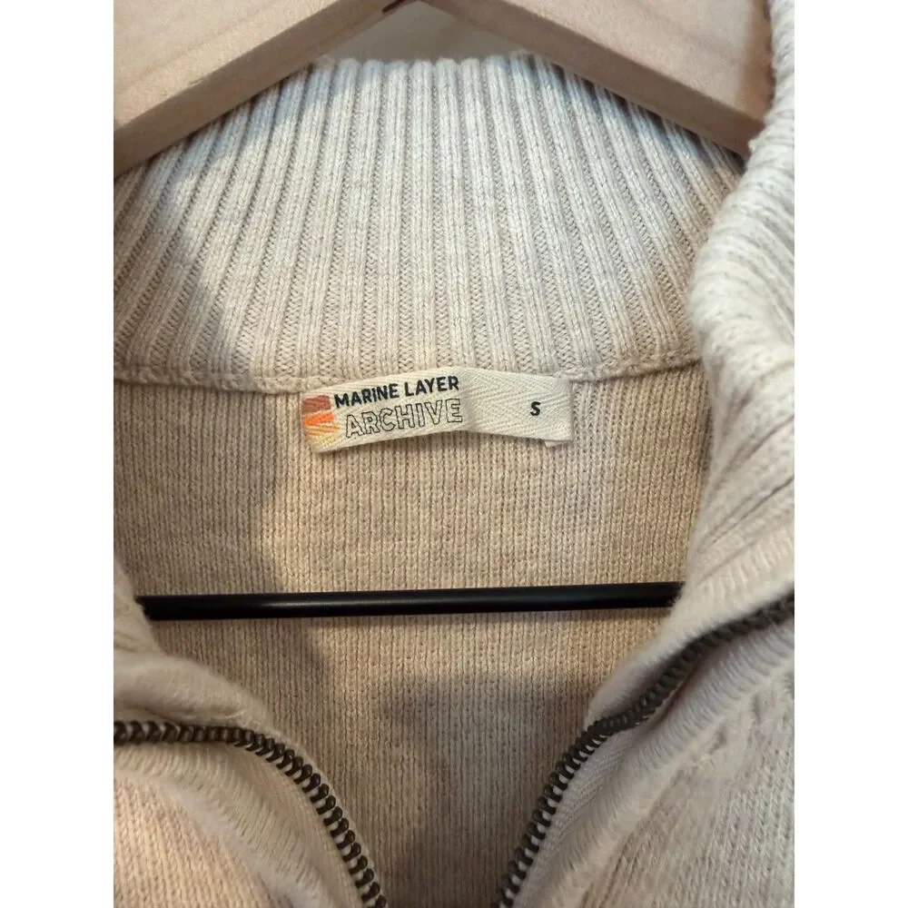 Marine Layer Men's Archive Big Bear 1/4 Zip Sweater Size S
